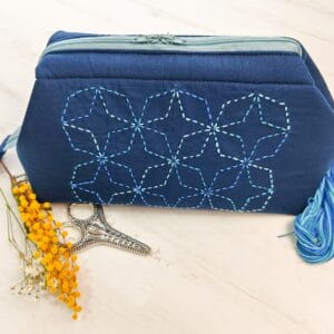 kit de patchwork para coser neceser o estuche de sashiko con bastidor de cremallera o boca de lobo