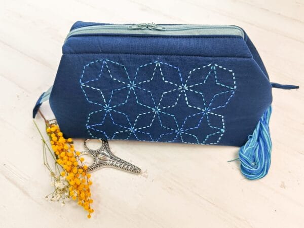 kit de patchwork para coser neceser o estuche de sashiko con bastidor de cremallera o boca de lobo