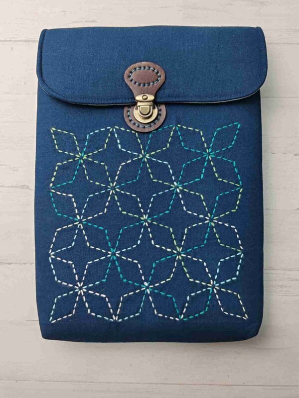 kit de patchwork para confeccionar funda de sashiko para tu tablet, ipad o libro