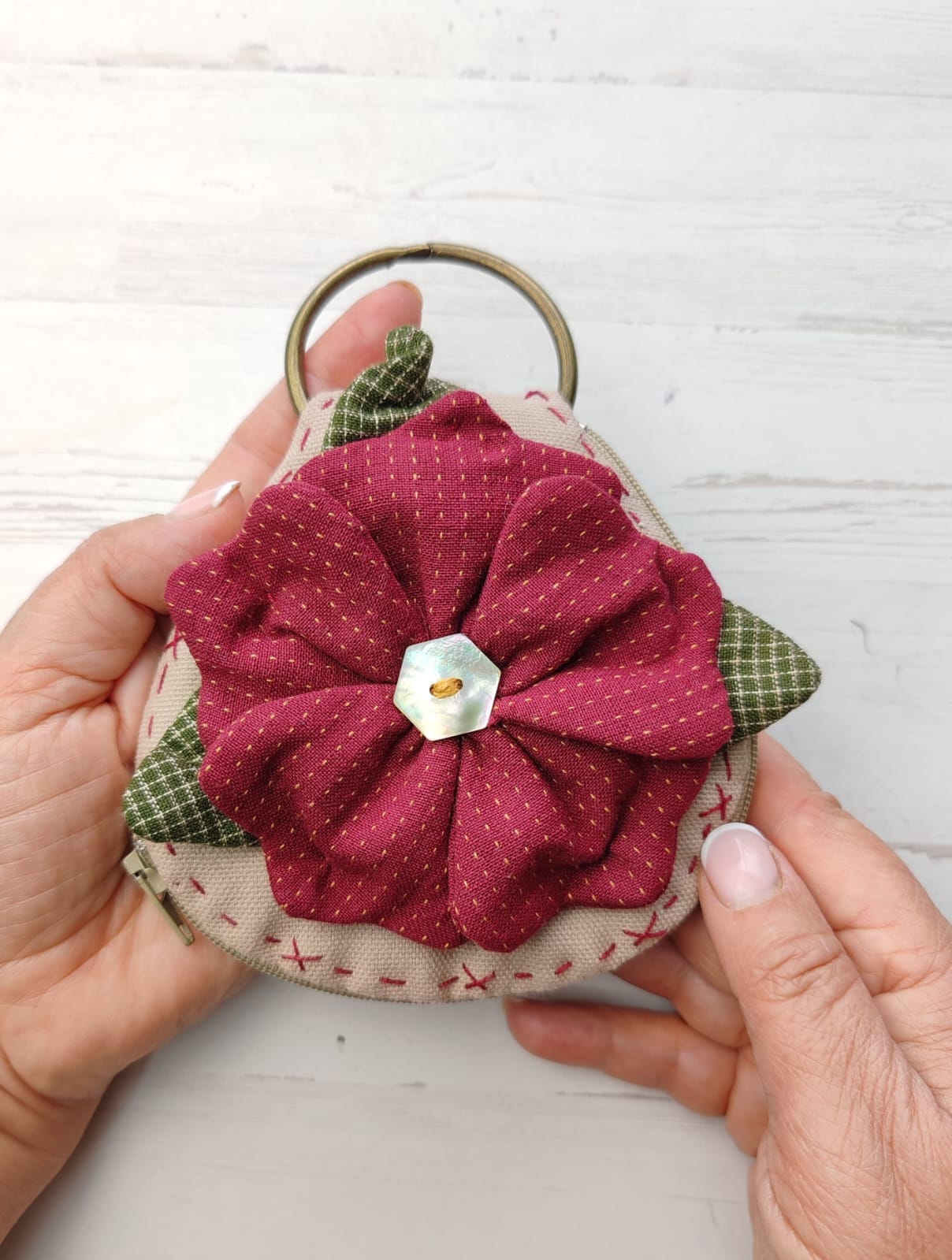 kit de patchwork par que cosas tu llavero japonés con flores en 3d