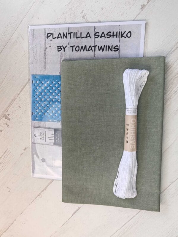 tela sashiko color caqui
