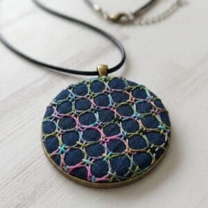 kit de bordado medallón con técnica de sashiko